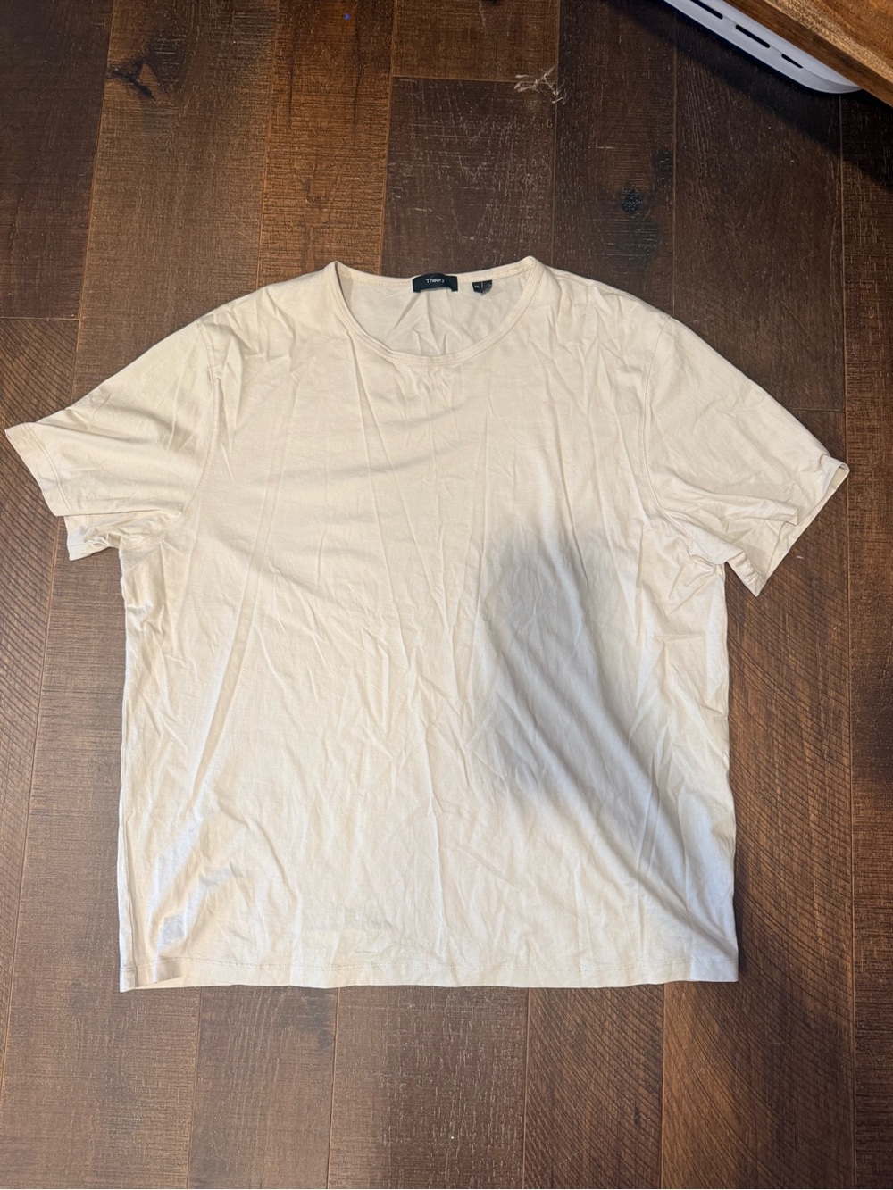 Theory Short Sleeve Crew Neck T-Shirt in Light Cream